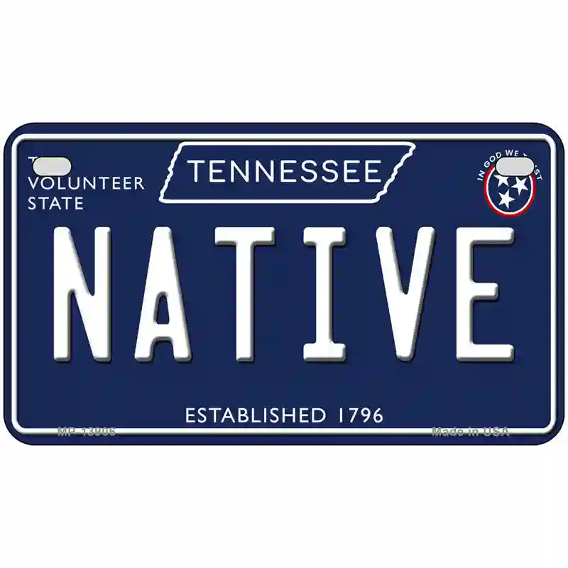 Native Tennessee Blue Novelty Metal License Plate Tag 7" x 4" (MP)