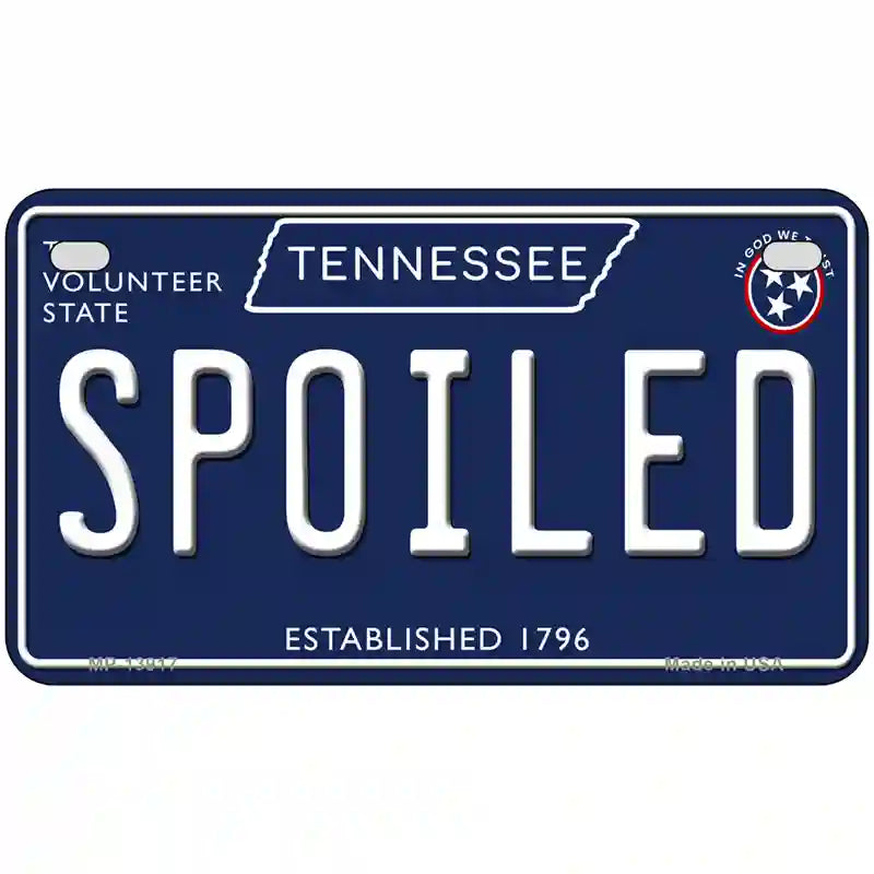 Spoiled Tennessee Blue Novelty Metal License Plate Tag 7" x 4" (MP)