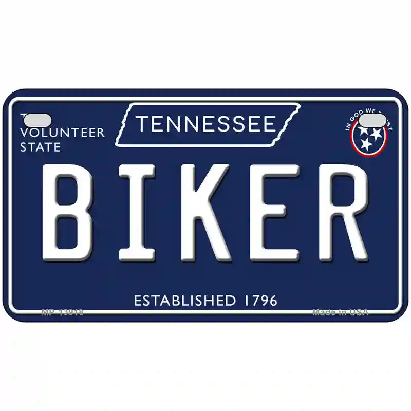 Biker Tennessee Blue Novelty Metal License Plate Tag 7" x 4" (MP)