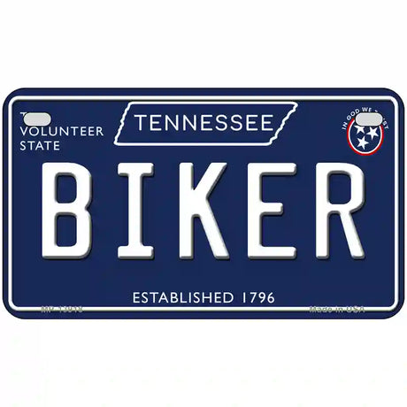 Biker Tennessee Blue Novelty Metal License Plate Tag 7" x 4" (MP)