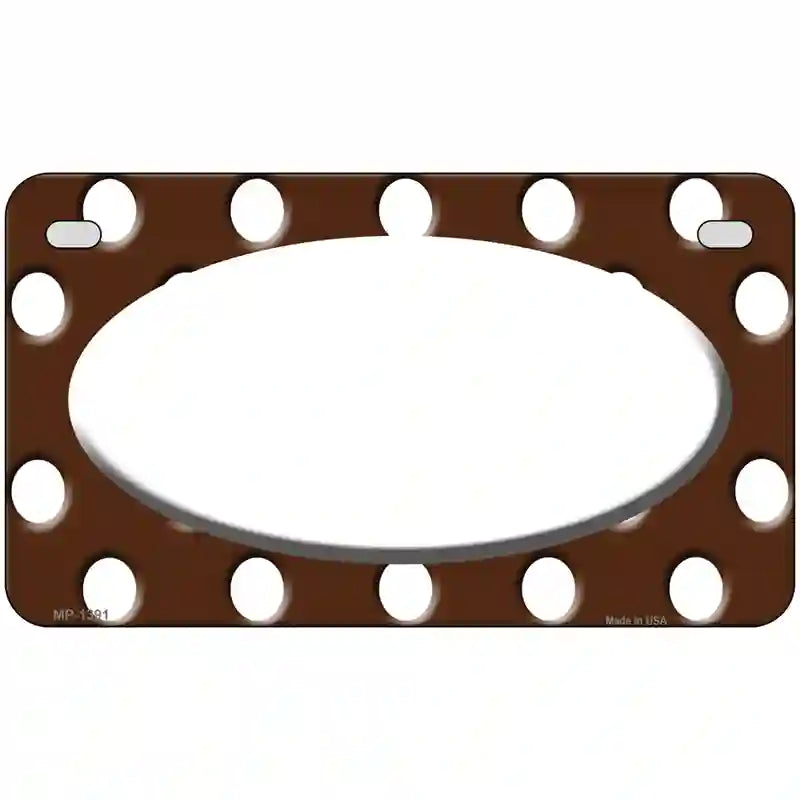 White Brown Polka Dot Center Oval Metal Novelty License Plate 7" x 4" (MP)