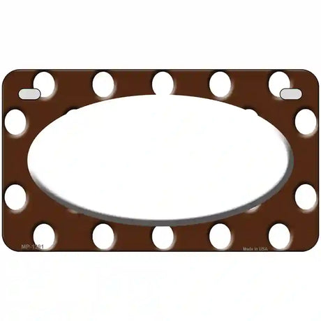 White Brown Polka Dot Center Oval Metal Novelty License Plate 7" x 4" (MP)