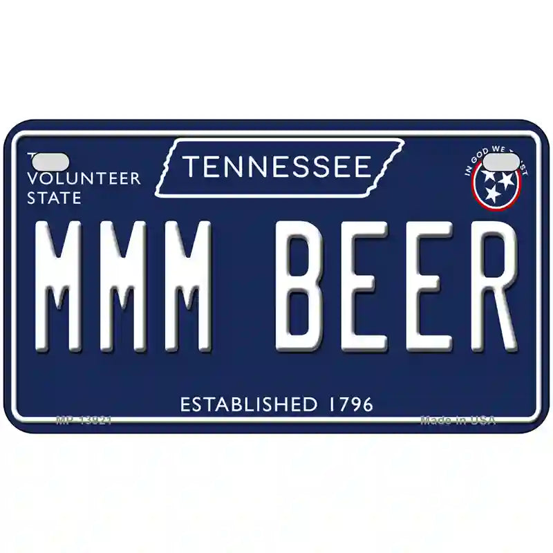 Mmm Beer Tennessee Blue Novelty Metal License Plate Tag 7" x 4" (MP)