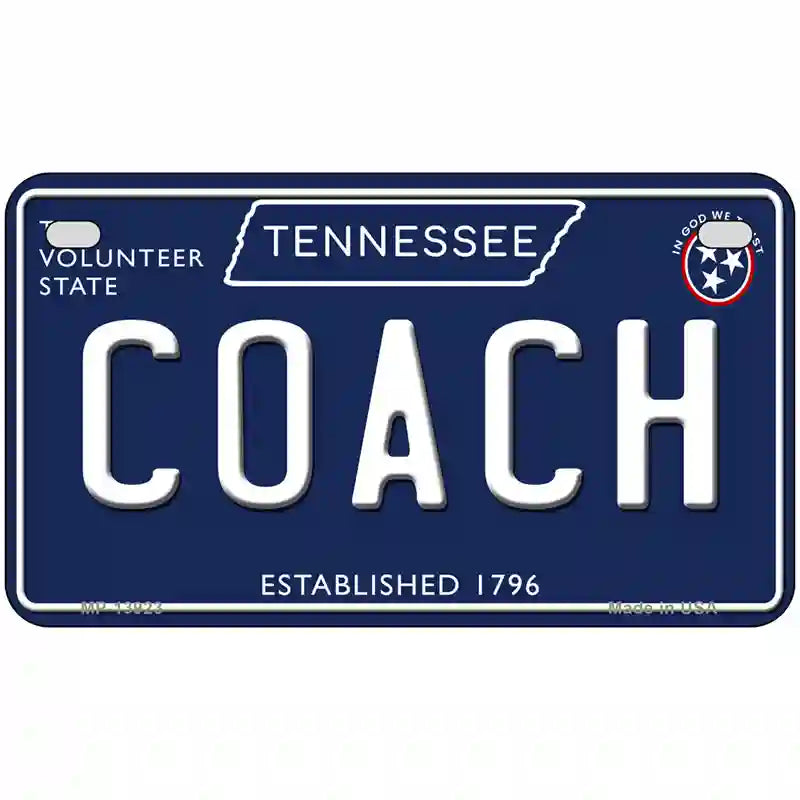 Coach Tennessee Blue Novelty Metal License Plate Tag 7" x 4" (MP)