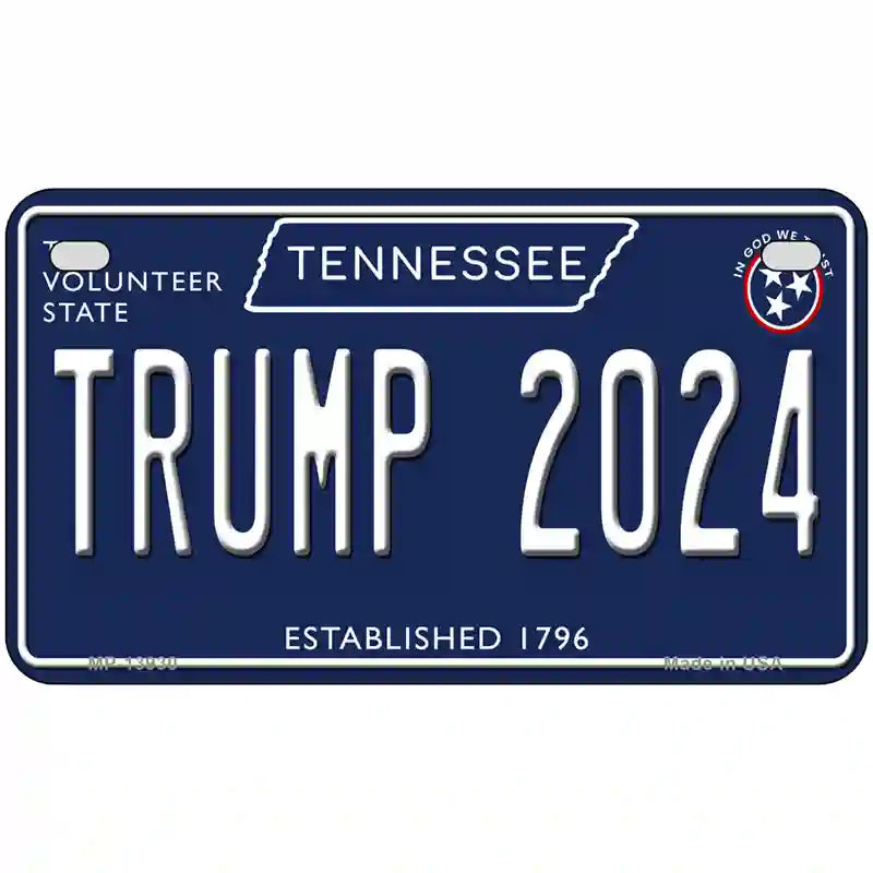 Trump 2024 Tennessee Blue Novelty Metal License Plate Tag 7" x 4" (MP)