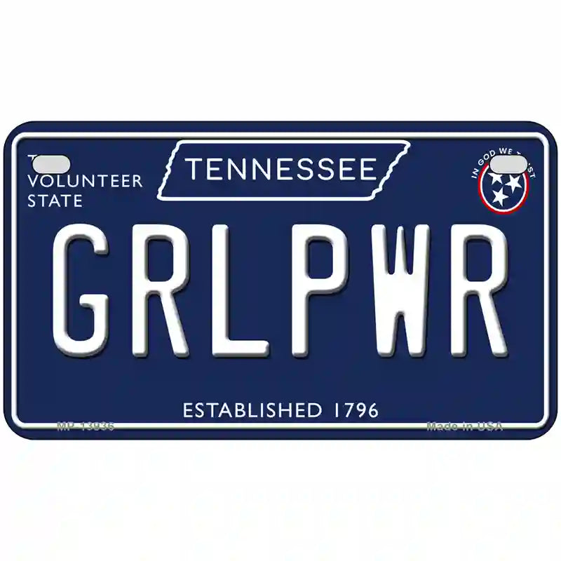 Grlpwr Tennessee Blue Novelty Metal License Plate Tag 7" x 4" (MP)