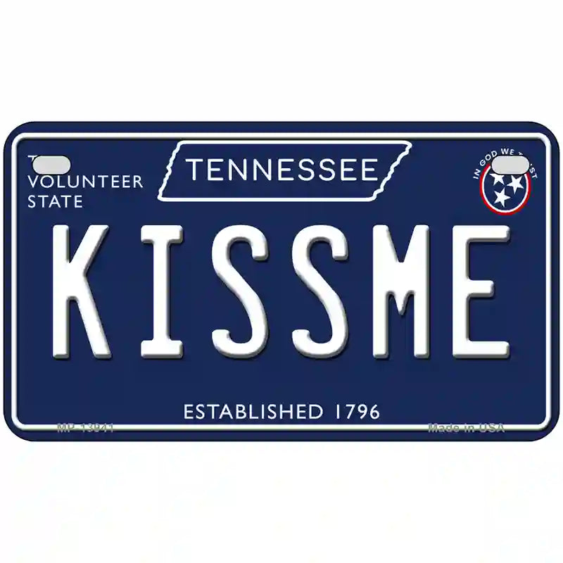 Kiss Me Tennessee Blue Novelty Metal License Plate Tag 7" x 4" (MP)