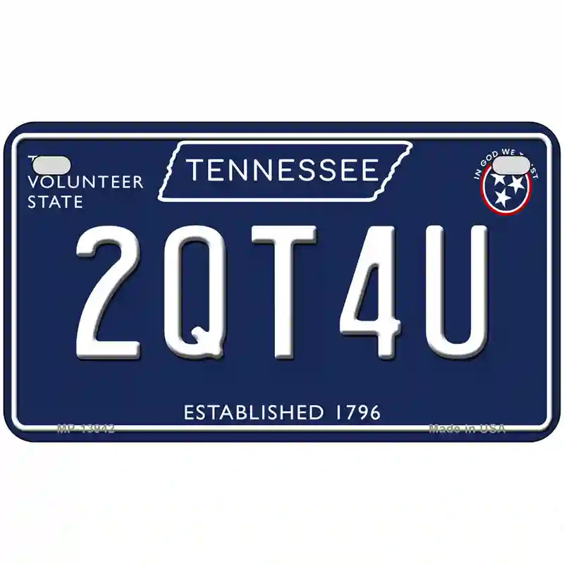 2QT4U Tennessee Blue Novelty Metal License Plate Tag 7" x 4" (MP)