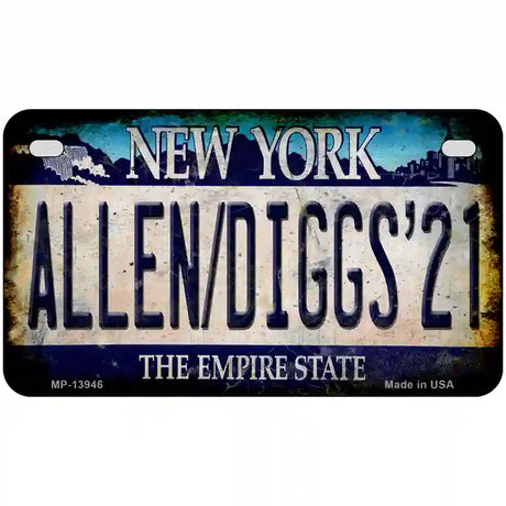 Allen Diggs 21 NY Blue Novelty Metal License Plate Tag 7" x 4" (MP)