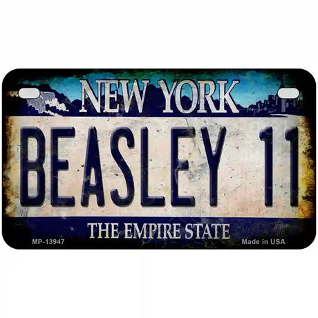 Beasley 11 New York Blue Novelty Metal License Plate Tag 7" x 4" (MP)