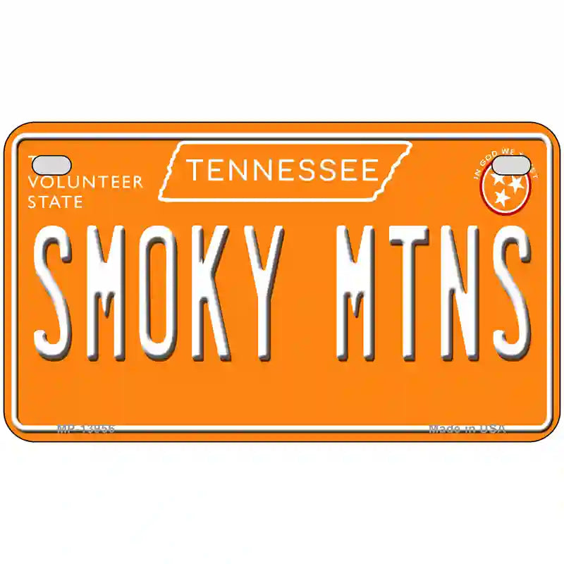 Smoky Mtns Tennessee Orange Novelty Metal License Plate Tag 7" x 4" (MP)