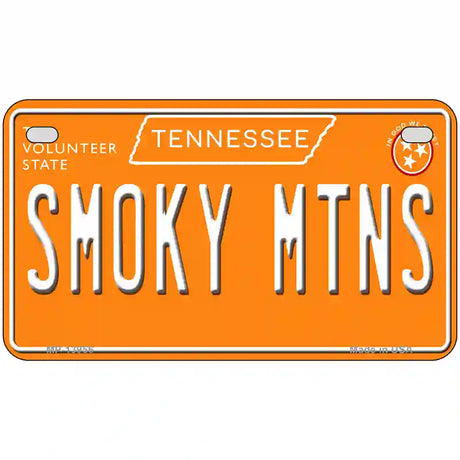 Smoky Mtns Tennessee Orange Novelty Metal License Plate Tag 7" x 4" (MP)