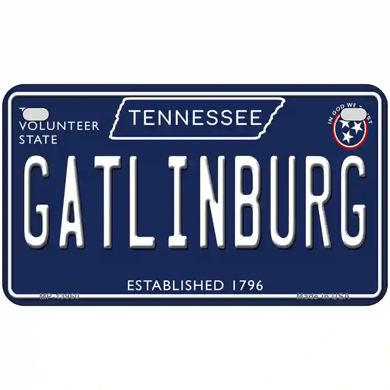 Gatlinburg Tennessee Blue Novelty Metal License Plate Tag 7" x 4" (MP)