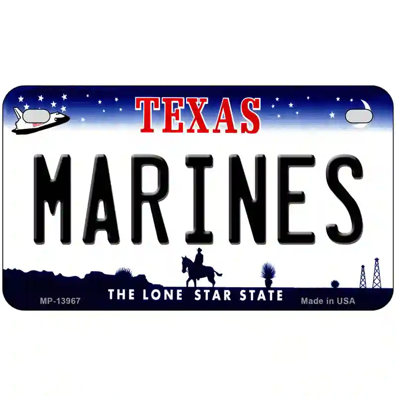 Texas Marines Novelty Metal License Plate Tag 7" x 4" (MP)