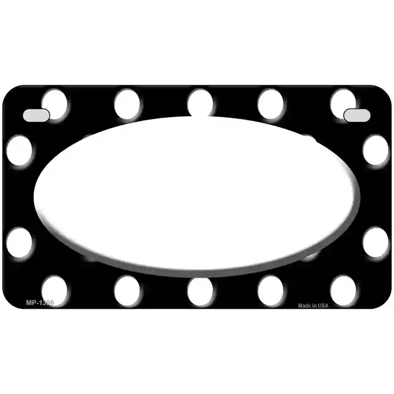 White Black Polka Dot Center Oval Metal Novelty License Plate 7" x 4" (MP)