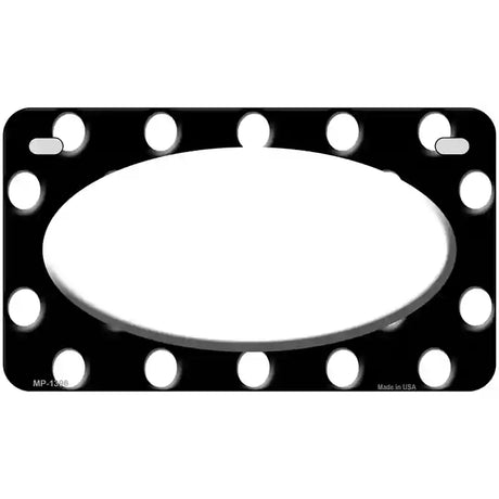 White Black Polka Dot Center Oval Metal Novelty License Plate 7" x 4" (MP)