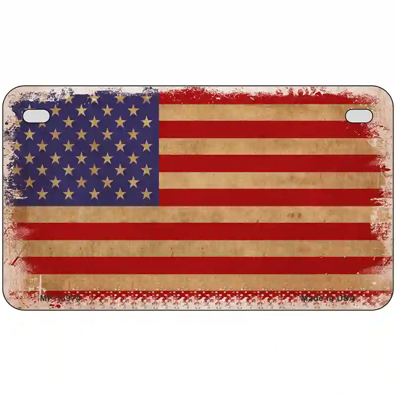 Grunge American Flag Novelty Metal License Plate Tag 7" x 4" (MP)