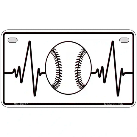 Baseball Heart Beat Novelty Metal License Plate Tag 7" x 4" (MP)