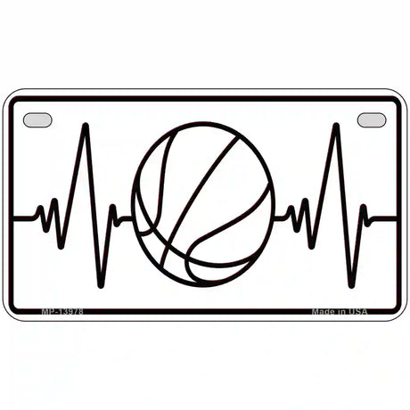 Basketball Heart Beat Novelty Metal License Plate Tag 7" x 4" (MP)