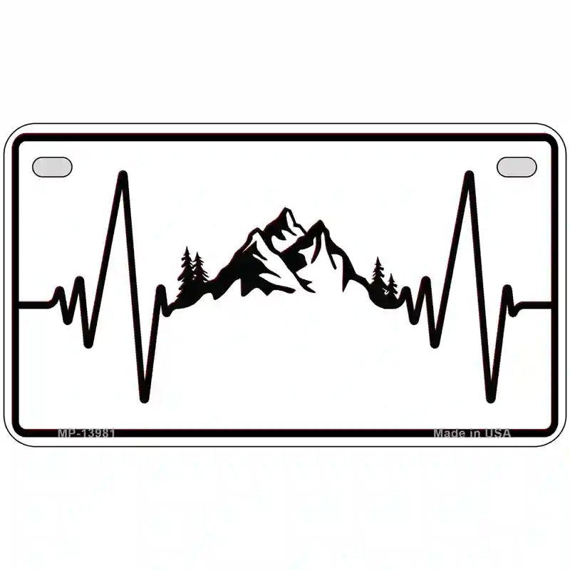 Mountains Heart Beat Novelty Metal License Plate Tag 7" x 4" (MP)