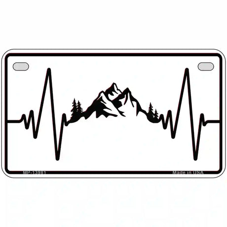 Mountains Heart Beat Novelty Metal License Plate Tag 7" x 4" (MP)