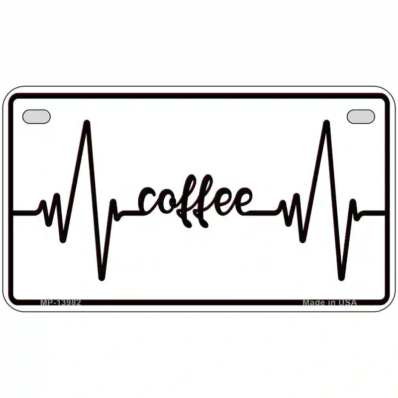 Coffee Heart Beat Novelty Metal License Plate Tag 7" x 4" (MP)