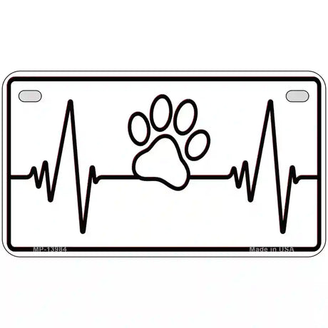 Paw Print Heart Beat Novelty Metal License Plate Tag 7" x 4" (MP)