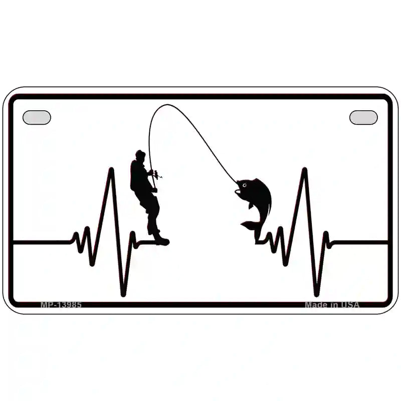 Fishing Heart Beat Novelty Metal License Plate Tag 7" x 4" (MP)