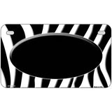 Black White Zebra Center Oval Metal Novelty License Plate 7" x 4" (MP)