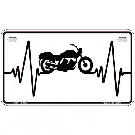 Motorcycle Heart Beat Novelty Metal License Plate Tag 7" x 4" (MP)