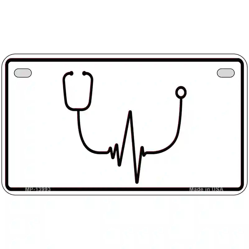 Stethoscope Heart Beat Novelty Metal License Plate Tag 7" x 4" (MP)