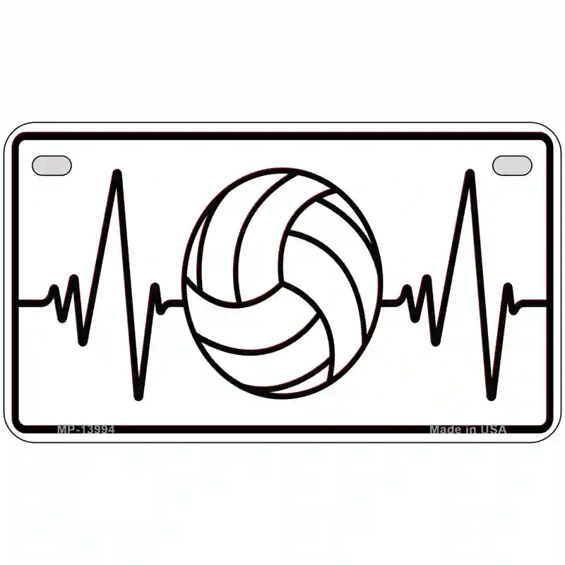 Volleyball Heart Beat Novelty Metal License Plate Tag 7" x 4" (MP)