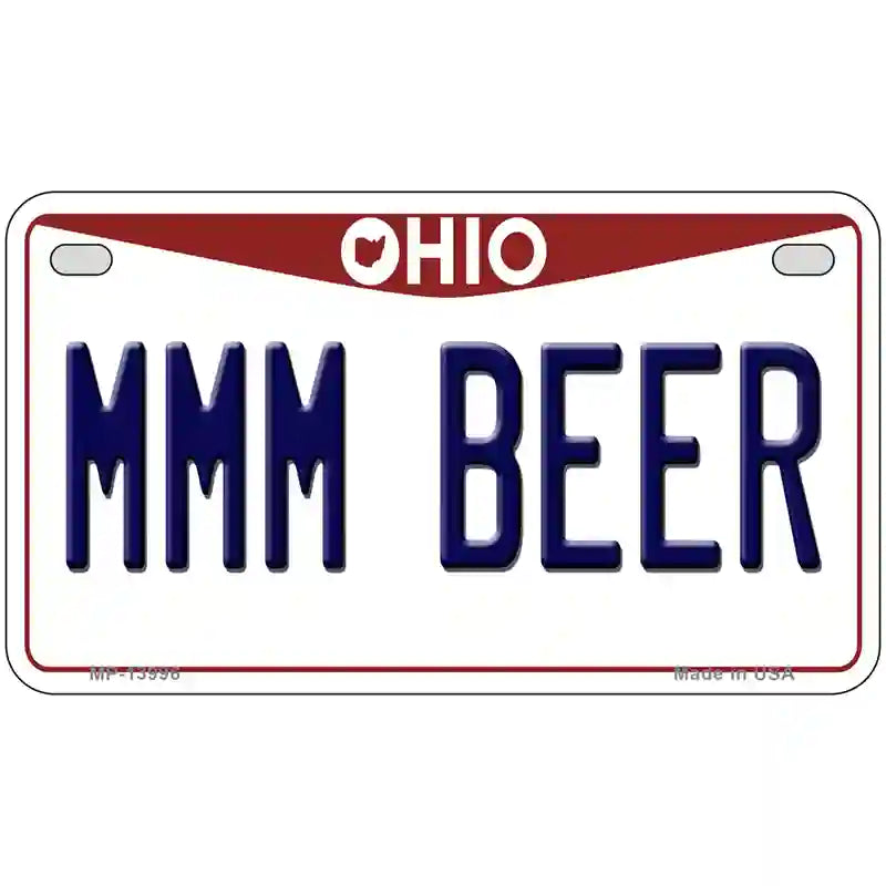 MMM Beer Ohio Novelty Metal License Plate Tag 7" x 4" (MP)