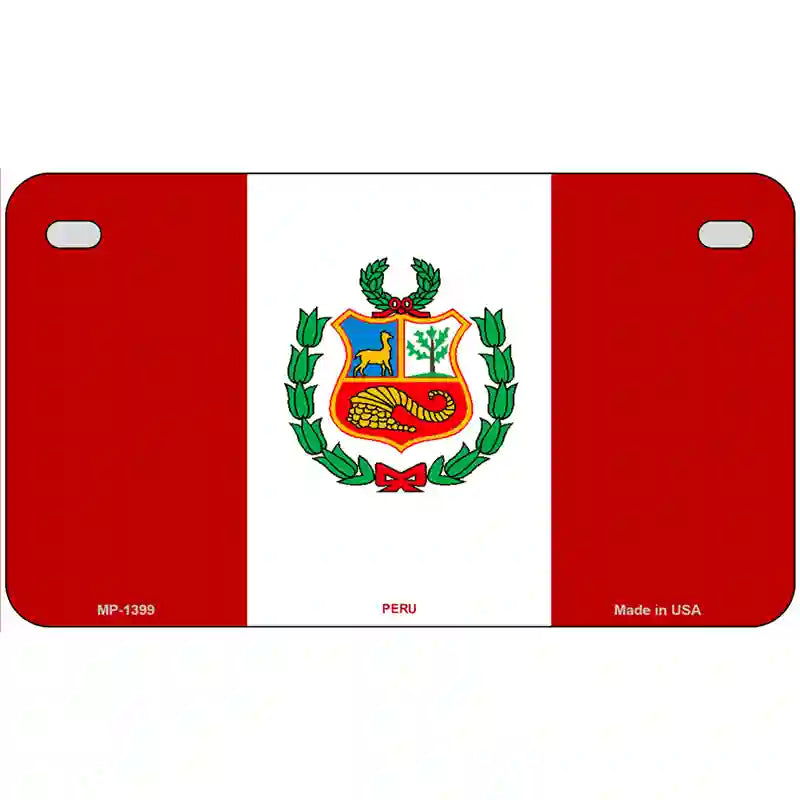 Peru Flag Metal Novelty License Plate 7" x 4" (MP)