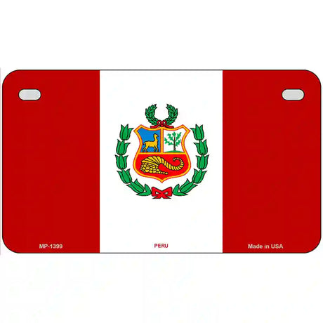 Peru Flag Metal Novelty License Plate 7" x 4" (MP)