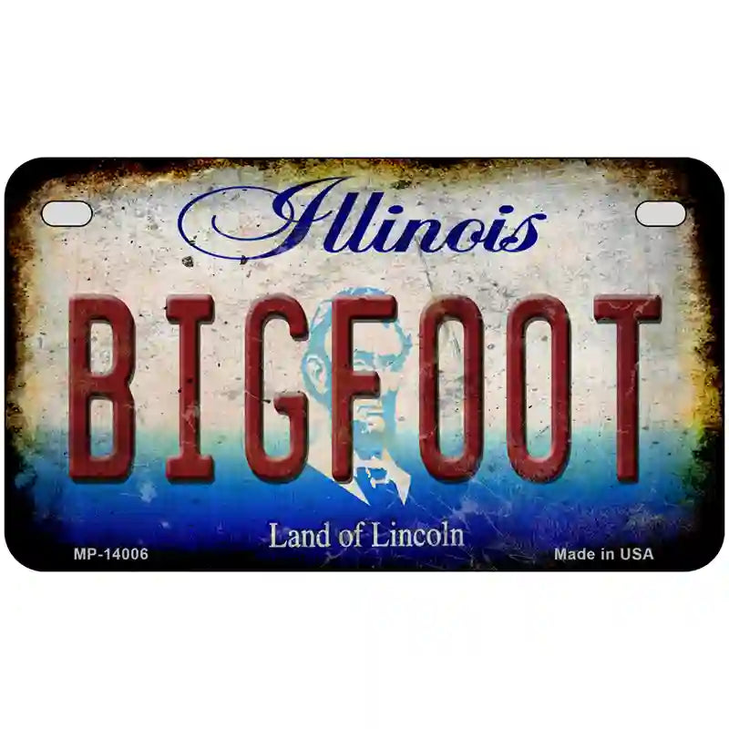 Bigfoot Illinois Novelty Metal License Plate Tag 7" x 4" (MP)