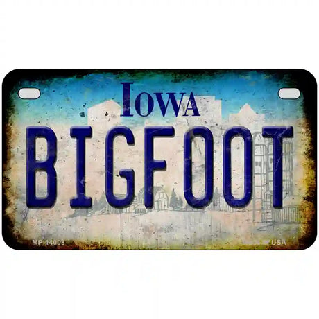 Bigfoot Iowa Novelty Metal License Plate Tag 7" x 4" (MP)