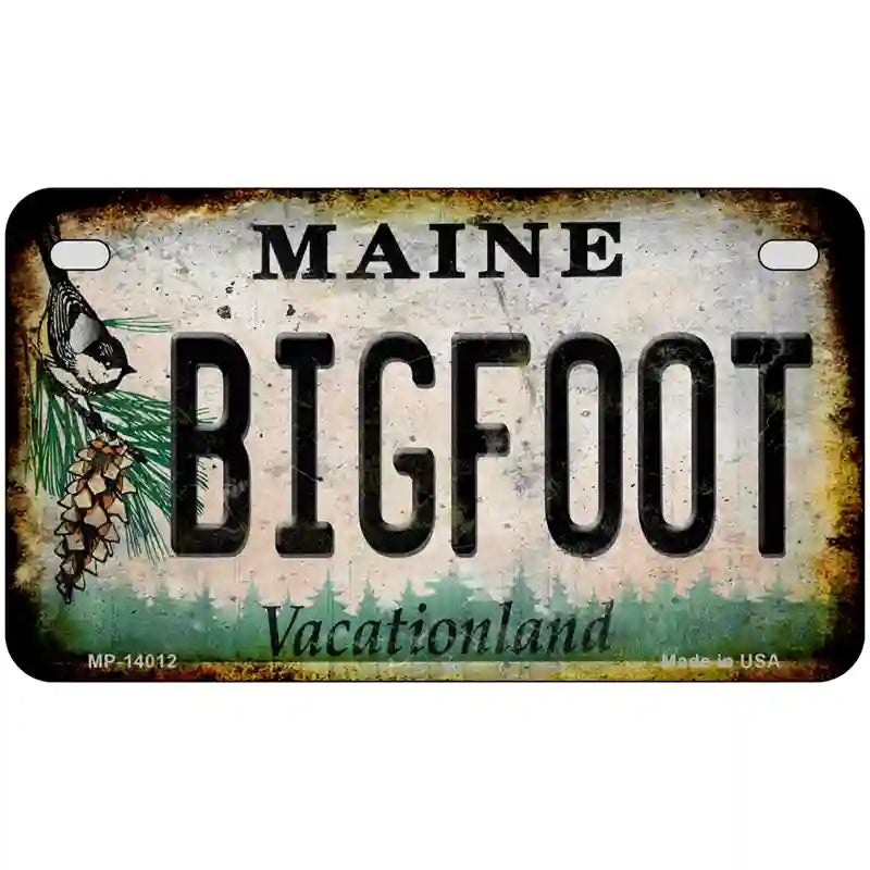 Bigfoot Maine Novelty Metal License Plate Tag 7" x 4" (MP)