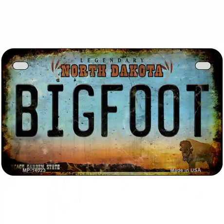 Bigfoot North Dakota Novelty Metal License Plate Tag 7" x 4" (MP)