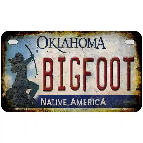 Bigfoot Oklahoma Novelty Metal License Plate Tag 7" x 4" (MP)