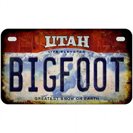 Bigfoot Utah Novelty Metal License Plate Tag 7" x 4" (MP)