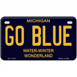 Go Blue Michigan Blue Novelty Metal License Plate 7" x 4" (MP)