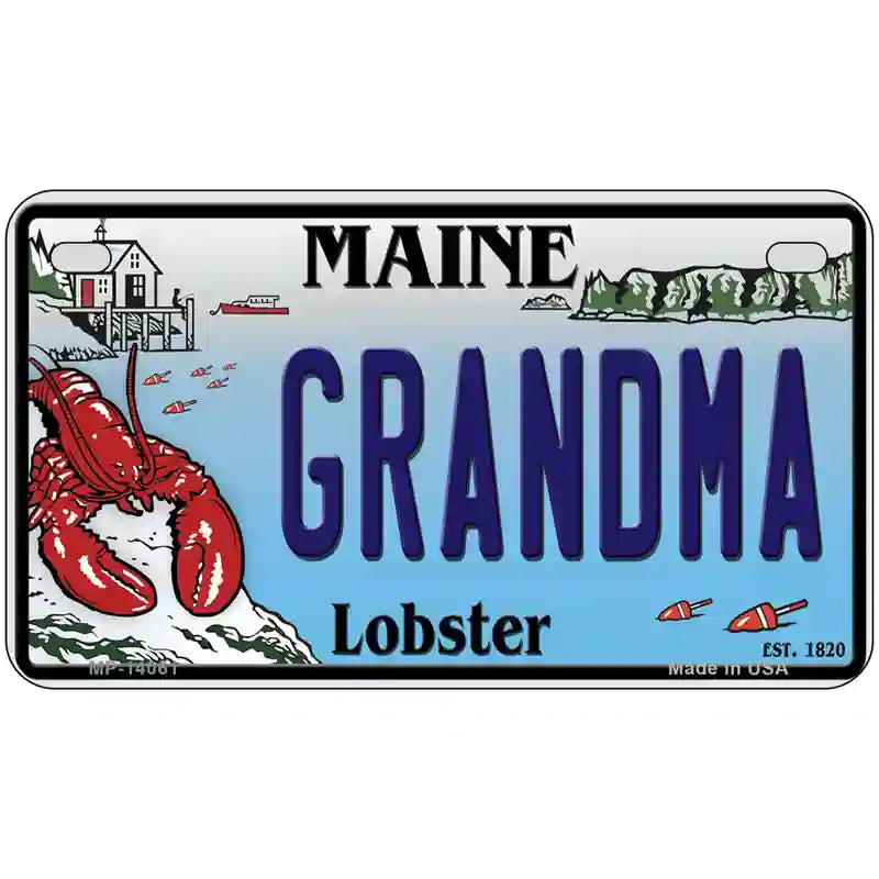 Grandma Maine Lobster Novelty Metal License Plate 7" x 4" (MP)