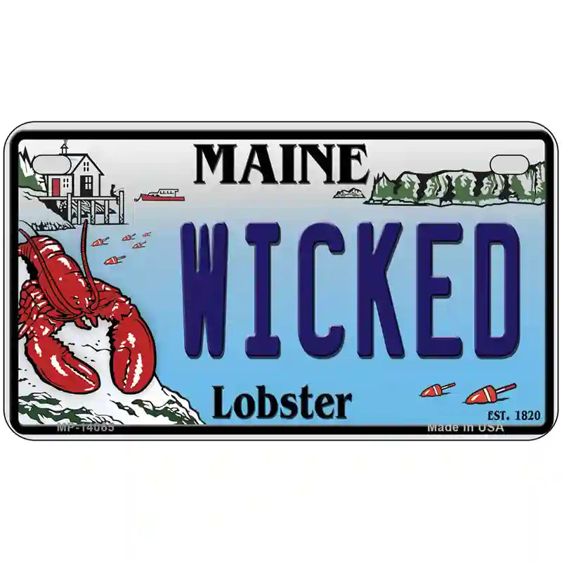 Wicked Maine Lobster Novelty Metal License Plate 7" x 4" (MP)