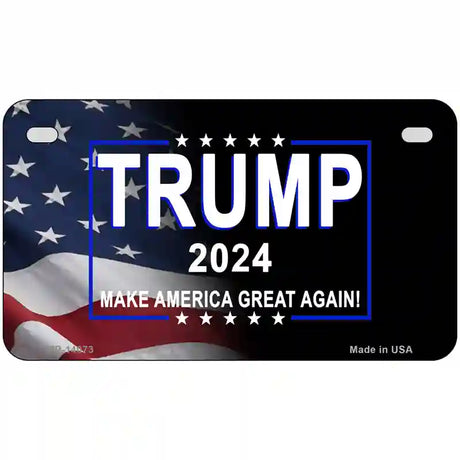 Trump 2024 Flag | Black Novelty Metal License Plate 7" x 4" (MP)