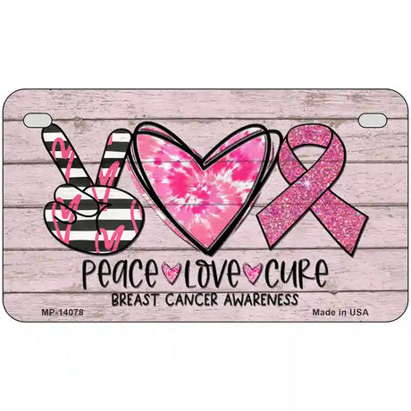 Peace Love Cure Novelty Metal License Plate 7" x 4" (MP)