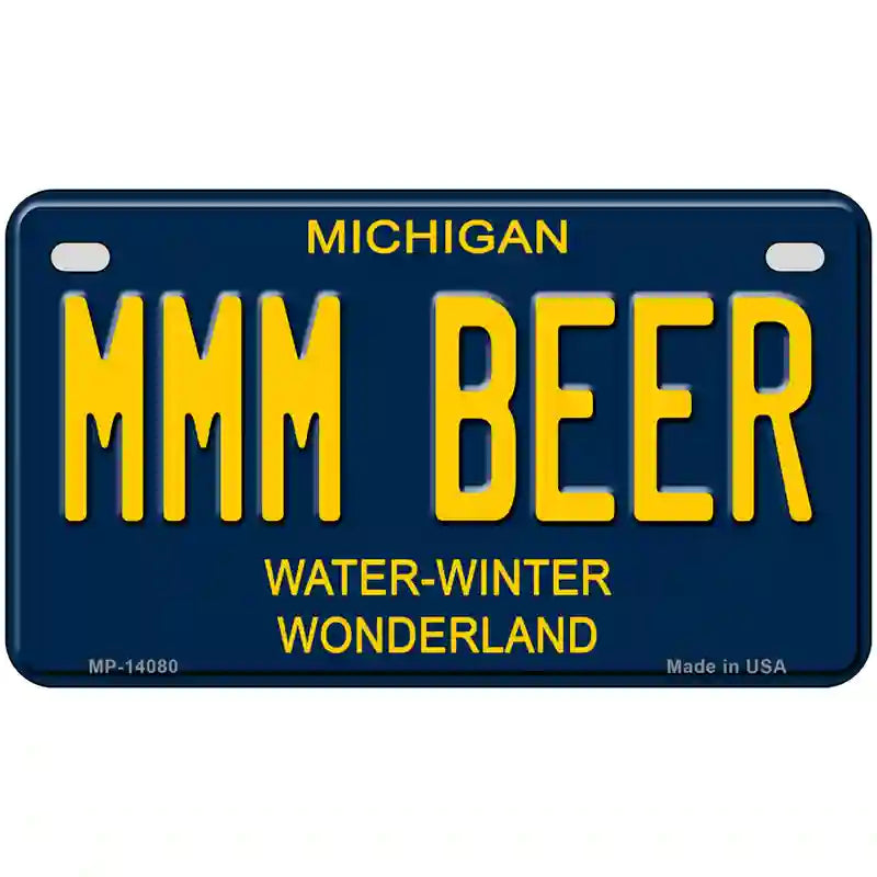 Mmm Beer Michigan Blue Novelty License Plate 7" x 4" (MP)