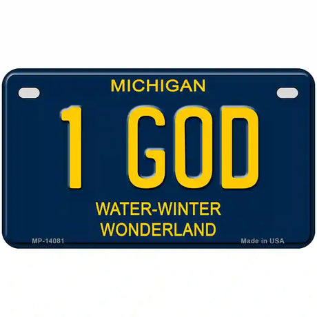 1 God Michigan Blue Novelty License Plate 7" x 4" (MP)