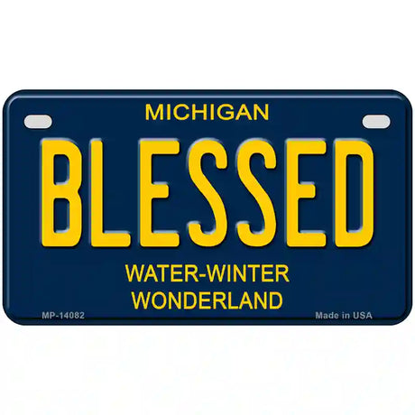 Blessed Michigan Blue Novelty License Plate 7" x 4" (MP)