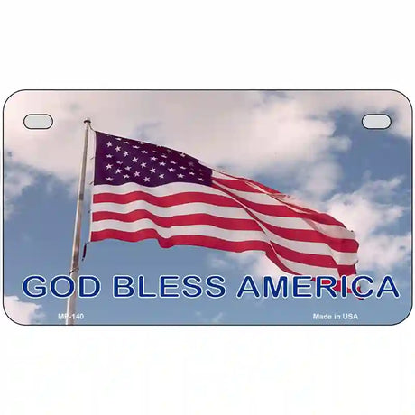 God Bless America Flag in Clouds Metal Novelty License Plate 7" x 4" (MP)